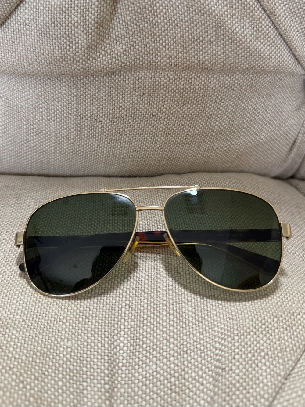🐍Authentic GUCCI Green Havana Tortoise Pilot Aviator Sunglasses GG0528S